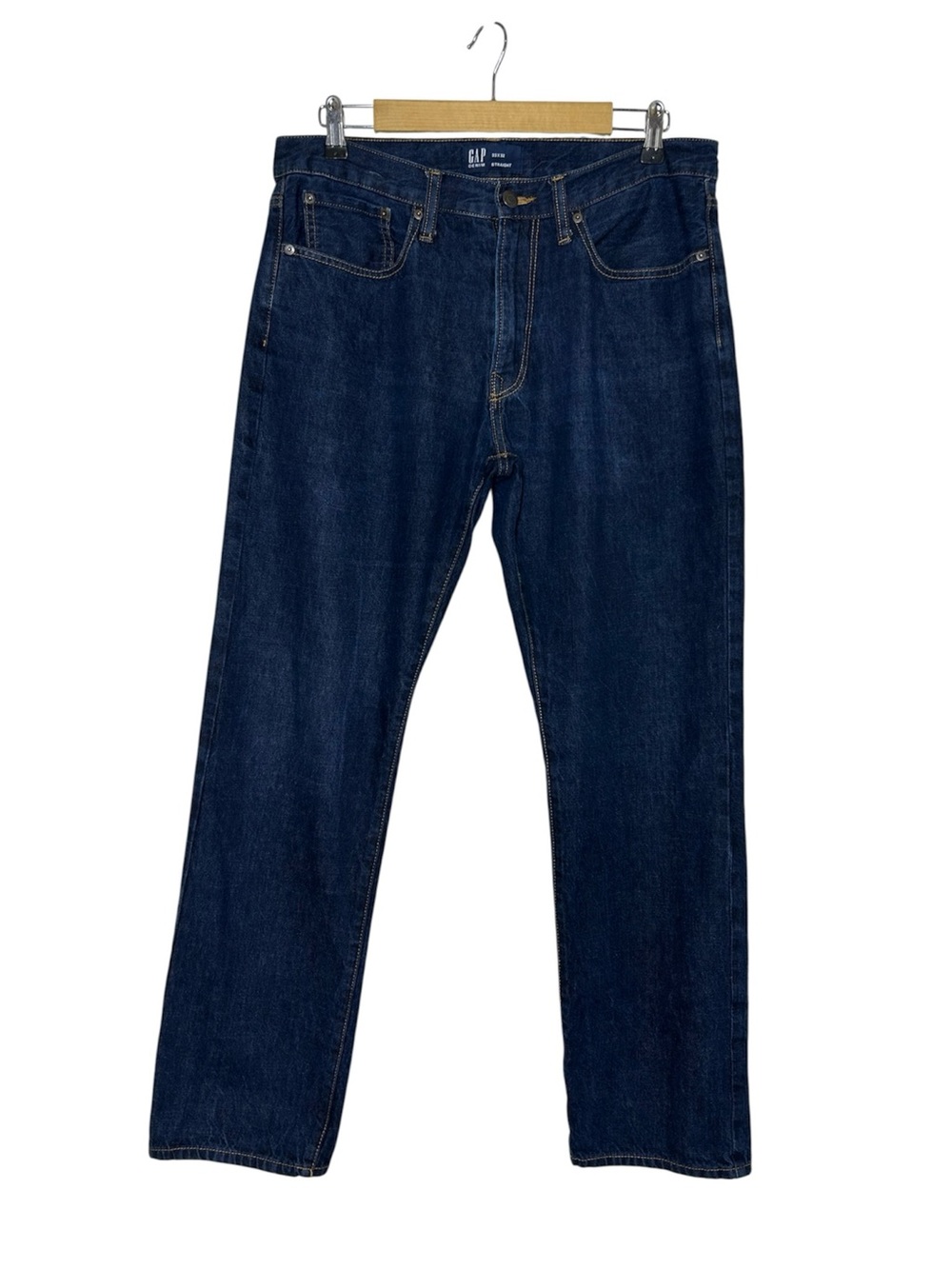 Gap 💯% Cotton Dark Wash Classic office Casual Straight Leg Mens Jeans 33 X 32